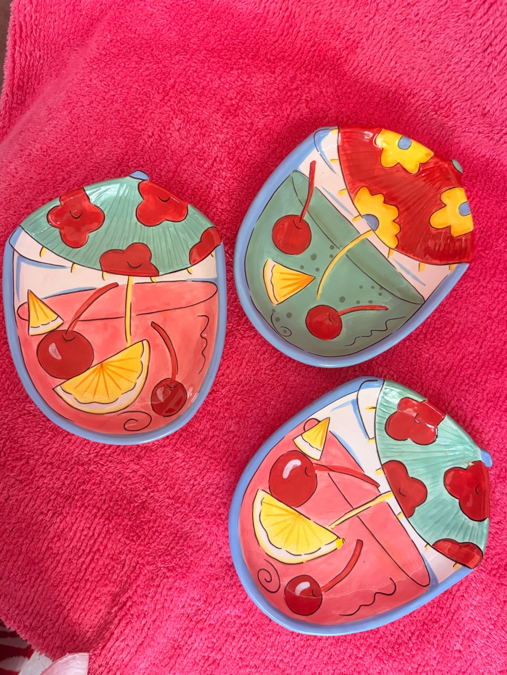 🍒Hand-Painted Cherry & Citrus Ceramic Accent Dishes